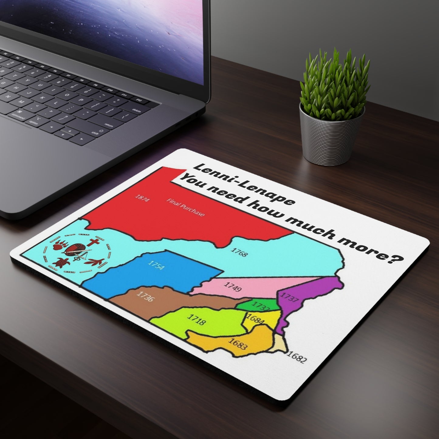 Lenni Lenape East Rectangular Mouse Pad — Lenni-Lenape Tribal Land Map "You need how much more?"
