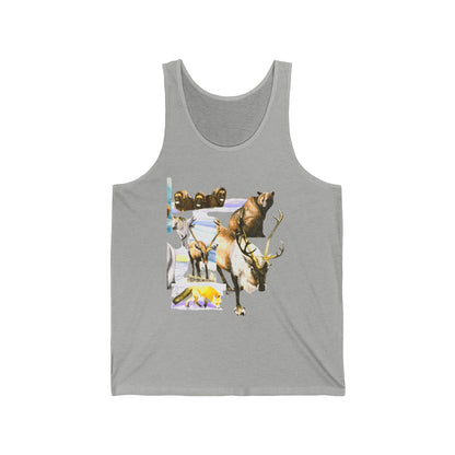 Wildlife Collage Tank Top — Elk, Bear & Arrow Tribal Summer Tee