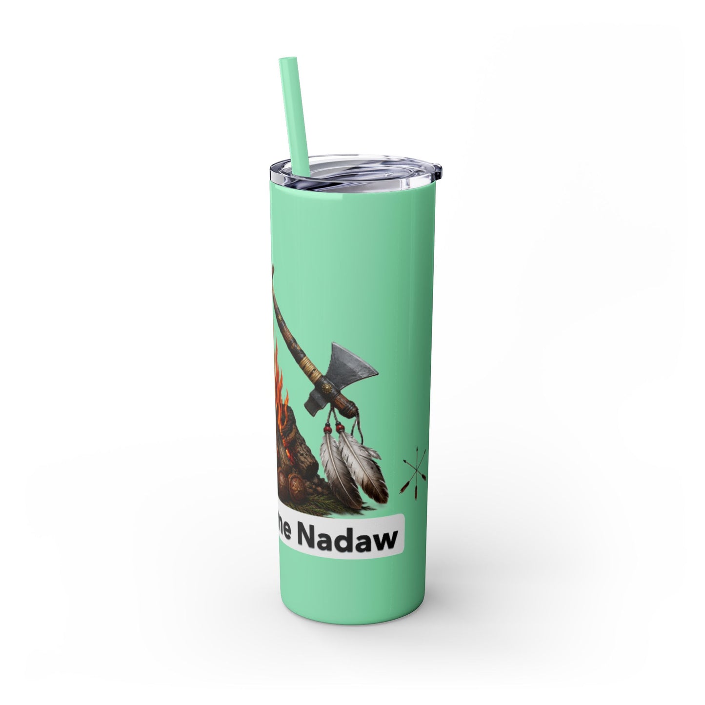Pottawatomie Campfire Badge Skinny Tumbler 20oz — Badawadame Nation Design