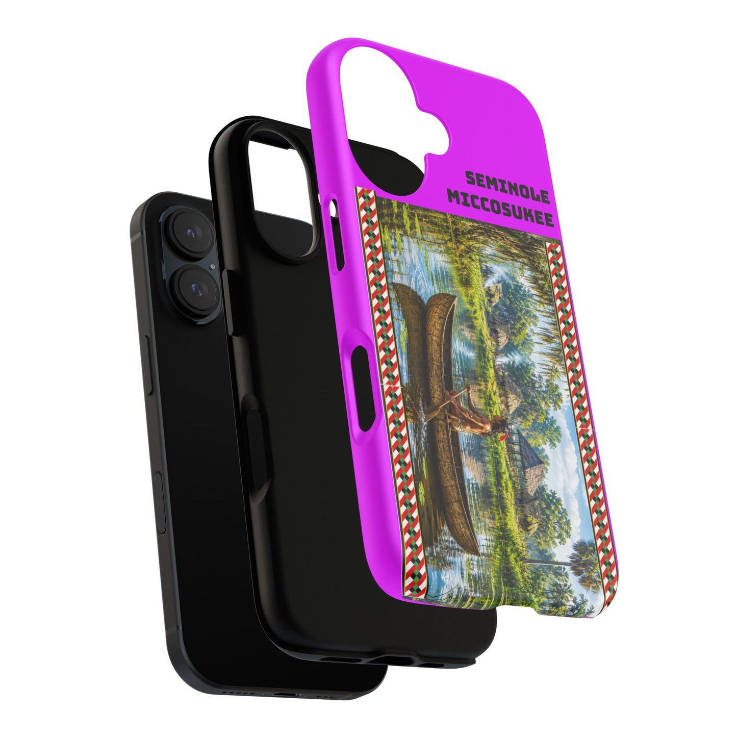 Seminole Miccosukee Canoe Tough Phone Case - Vibrant Pink Tribal Design