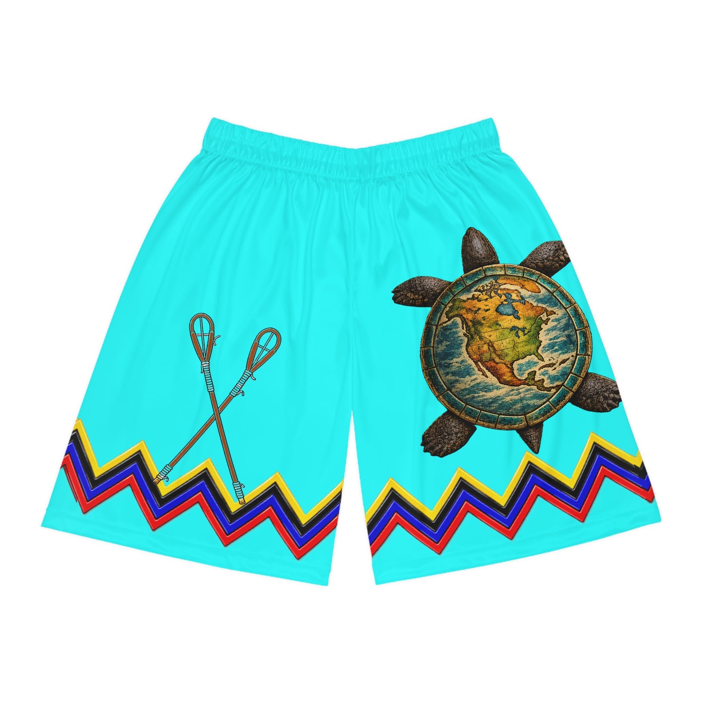 Turquoise Turtle Lacrosse Basketball Shorts – All-Over Print Athletic Shorts