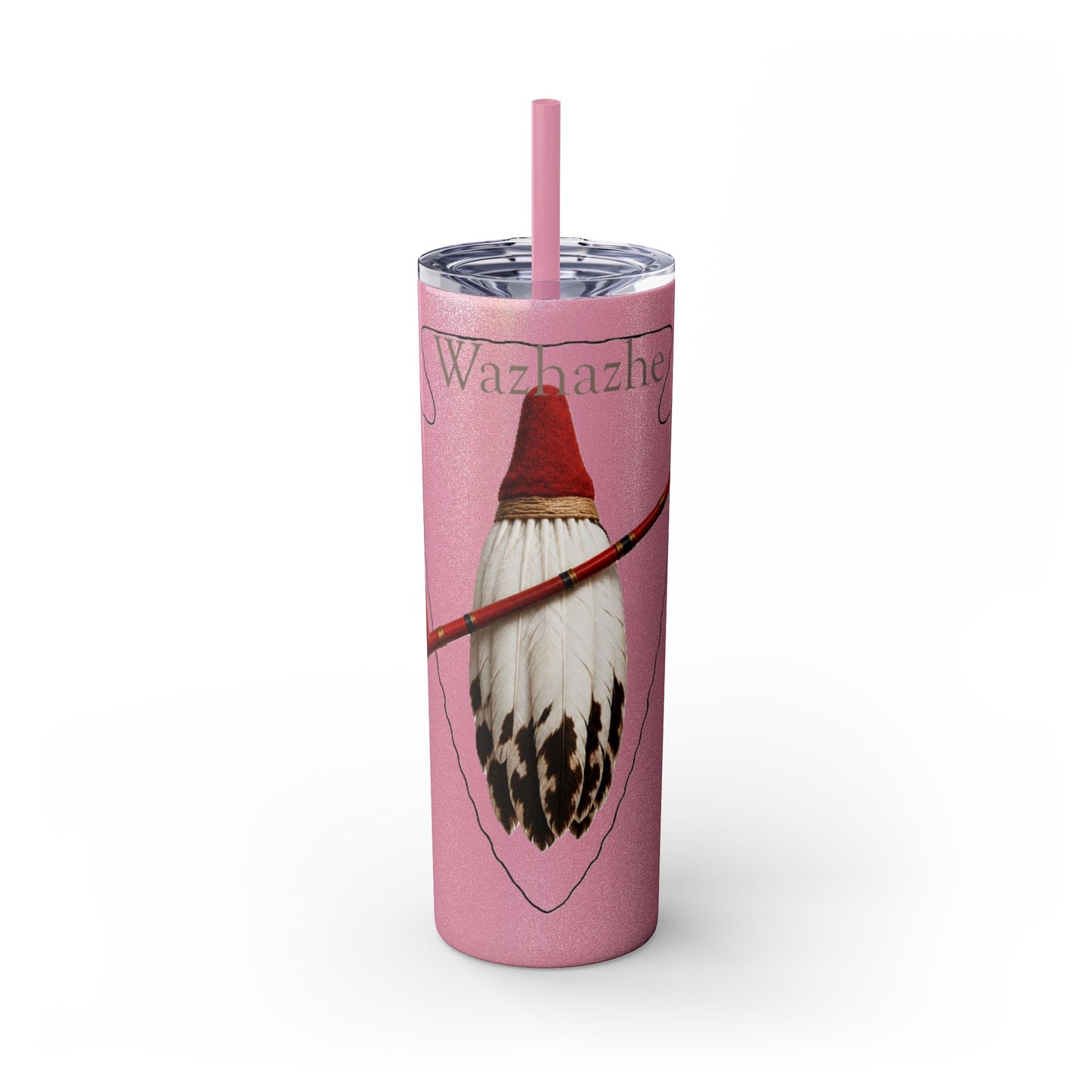 Osage Skinny Tumbler — Native Feather & Pipe Design 20oz Straw Cup