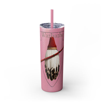 Osage Skinny Tumbler — Native Feather & Pipe Design 20oz Straw Cup