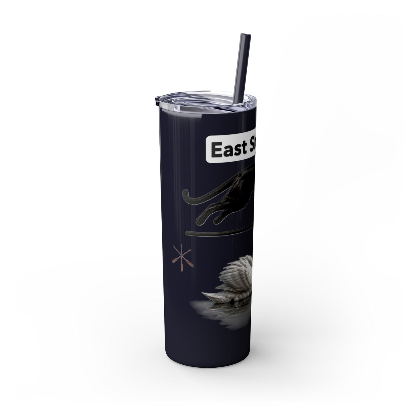 Shawnee East Skinny 20oz Tumbler with Straw — East Shawano River Swan & Otter Design