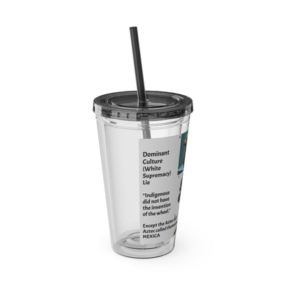 Aztec Sunsplash 16oz Insulated Straw Tumbler — Historical Artifact Illustration Design