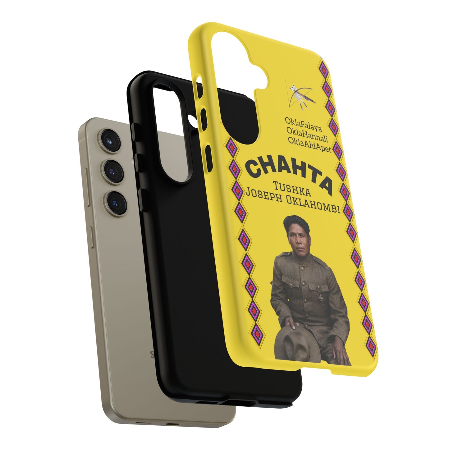 Chahta Tushka Joseph Oklahombi Yellow Phone Case — Native American Tribute Protective Cover