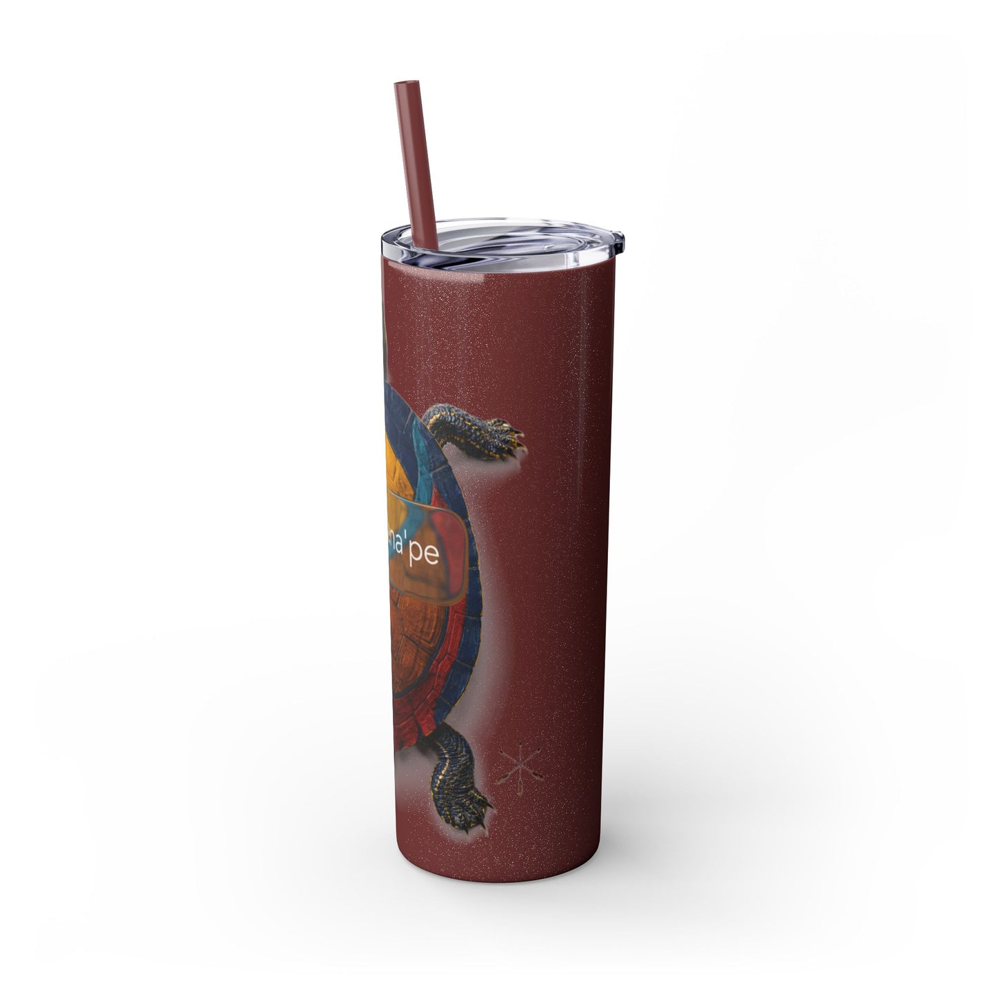 Delaware West Turtle Skinny Tumbler 20oz — Colorful Sea Turtle Travel Cup with Straw