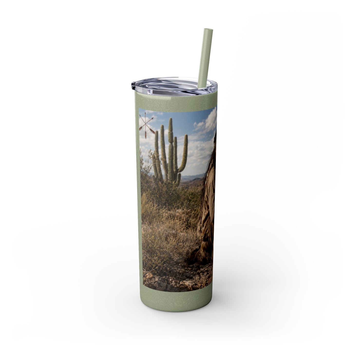 Ft. Sill Apache 20oz Skinny Tumbler with Desert Native Warrior Photo Wrap