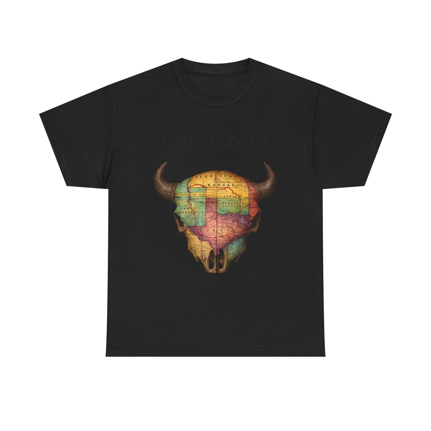 Comancheria Buffalo Skull T-Shirt — Western Map Graphic Tee
