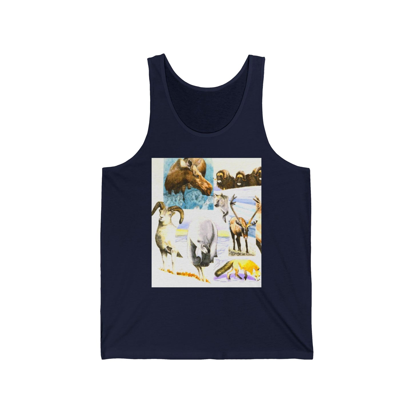Wildlife Collage Tank Top — Vintage Animals & Arrow Back Graphic