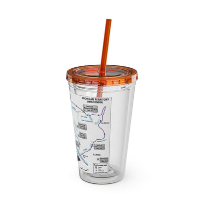 Blackhawk 16oz Tumbler with Straw — Illustrated Map & Raven Design