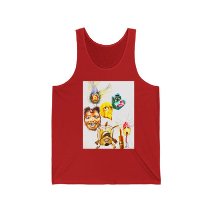 Masks Graphic Tank Top — Boho Festival Summer Tee