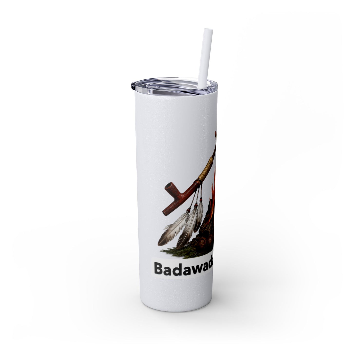 Pottawatomie Campfire Badge Skinny Tumbler 20oz — Badawadame Nation Design