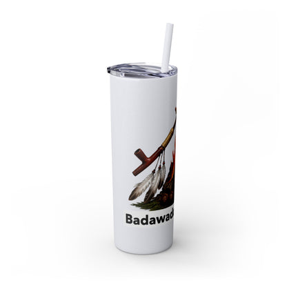 Pottawatomie Campfire Badge Skinny Tumbler 20oz — Badawadame Nation Design