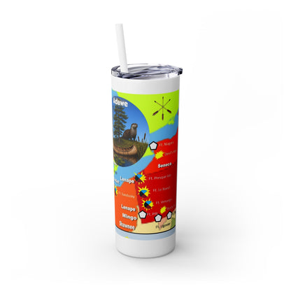 Pontiac Native Nations Map Skinny Tumbler — 20oz Travel Cup with Straw