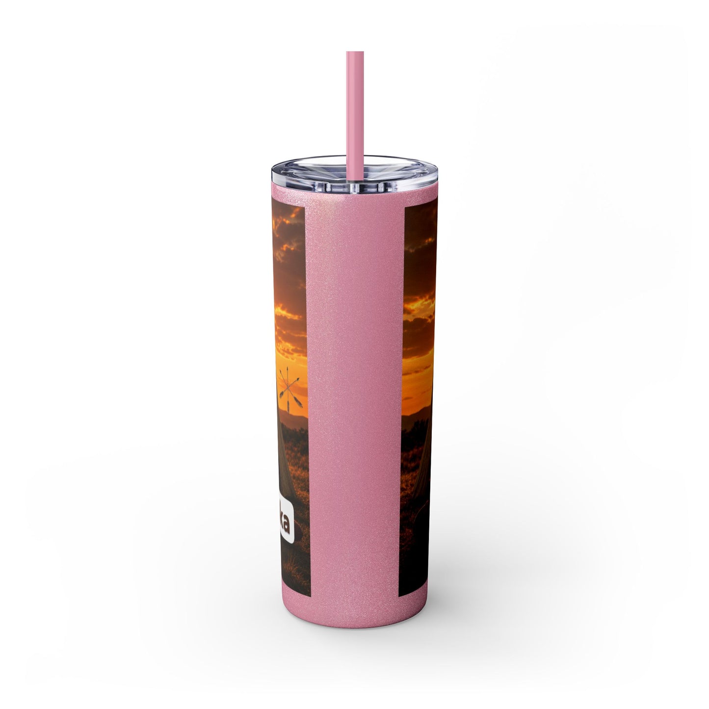 Ponca Sunset Teepee Skinny Tumbler — 20oz Insulated Straw Cup