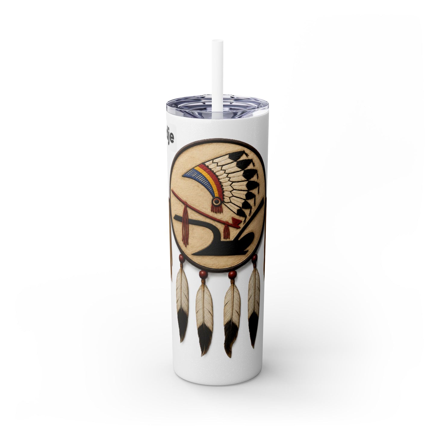 Iowa 20oz Skinny Tumbler with Native Dreamcatcher Design - 'Pahodje' Travel Straw Cup