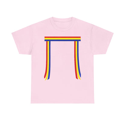 Ribbon & Arrows T‑Shirt — Minimal Tribal Ribbon Front with Crossed Arrows Back