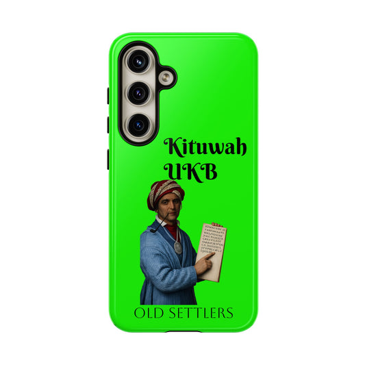 Kituwaḥ UKB Old Settlers Phone Case — Neon Green Historical Illustration Protective Case