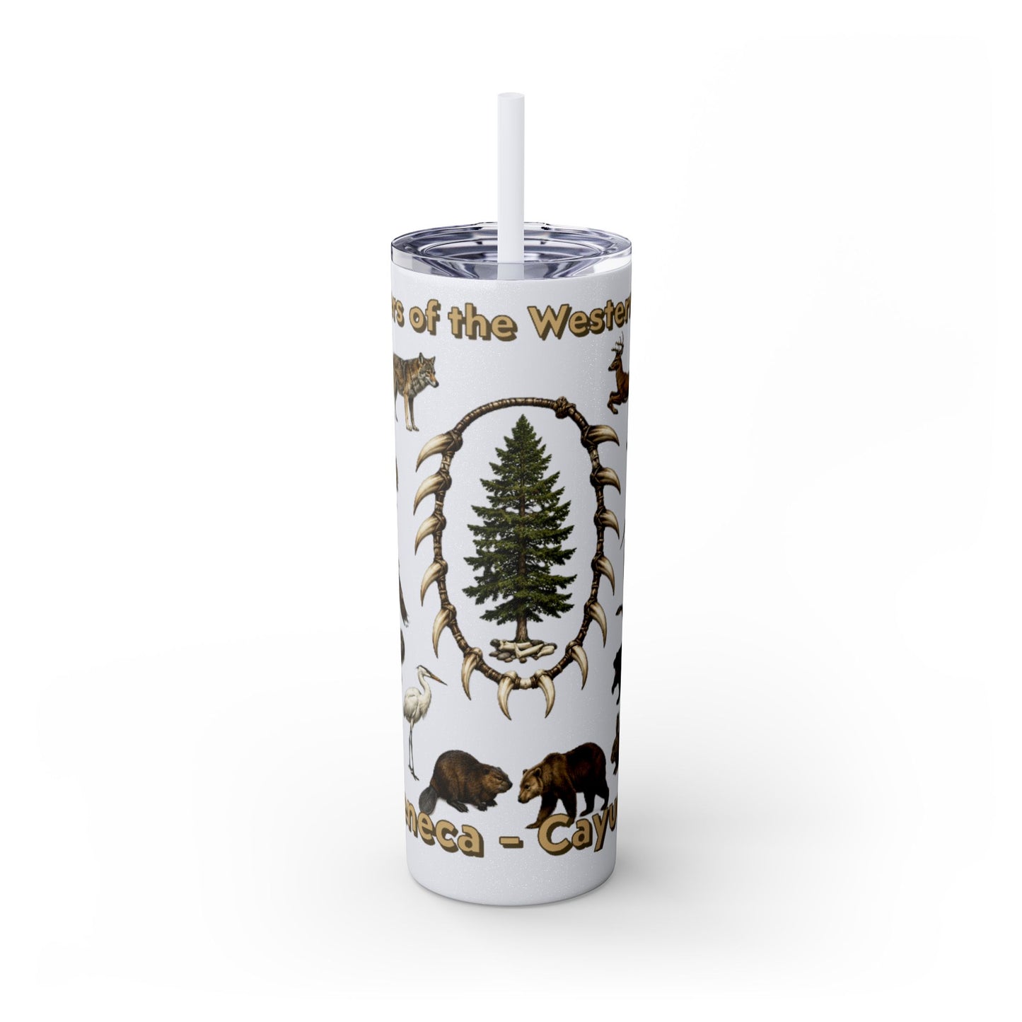 Seneca Cayuga Skinny Tumbler with Straw, 20oz