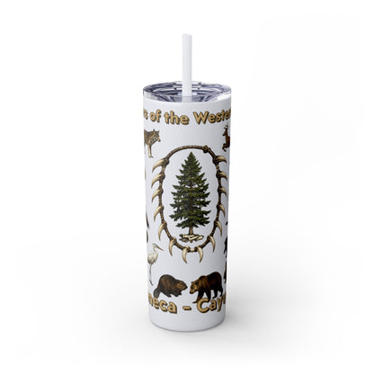 Seneca Cayuga Skinny Tumbler with Straw, 20oz