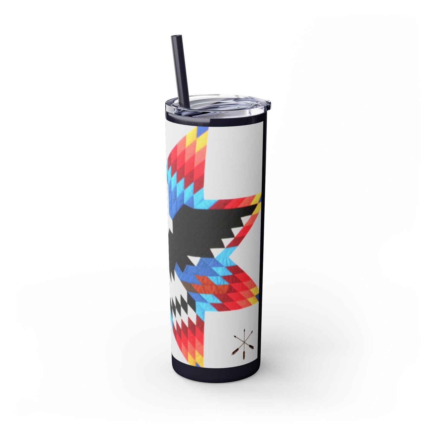 Onci 20oz Skinny Tumbler - Geometric Thunderbird Design, Insulated Travel Cup with Straw