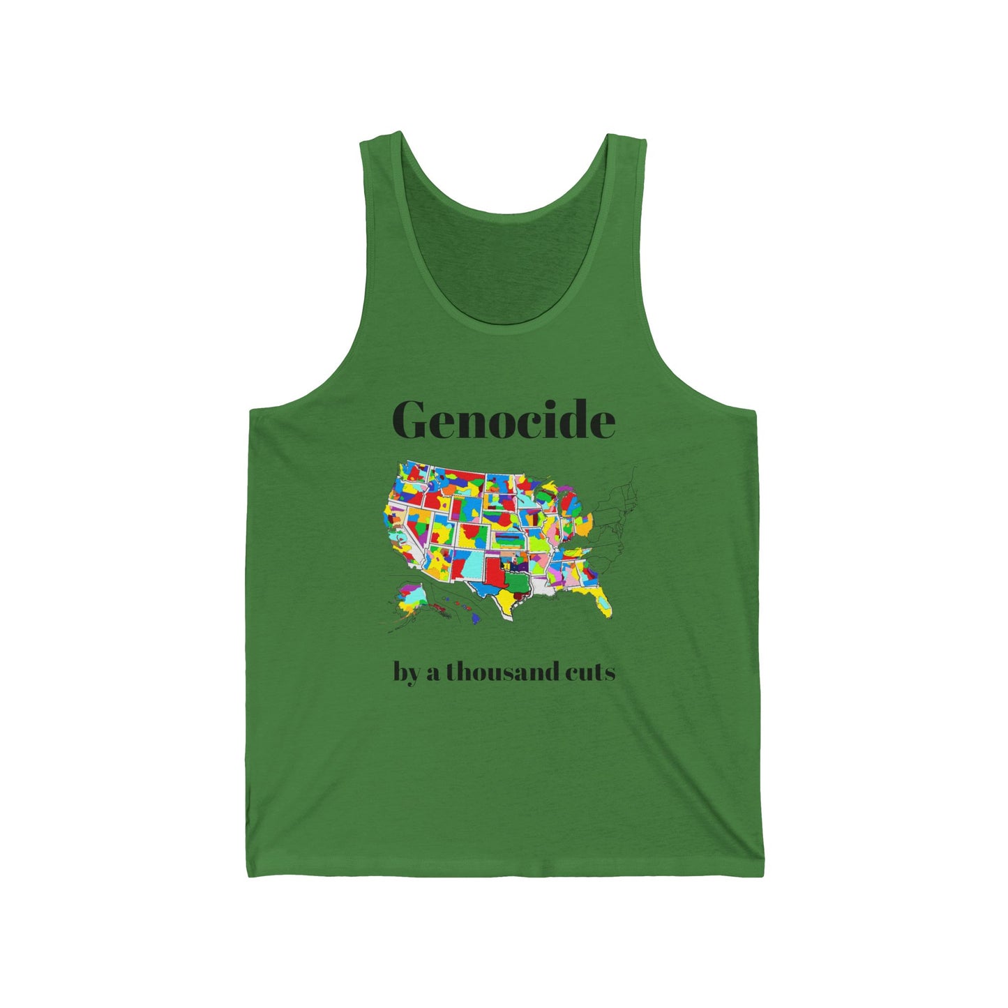 Genocide by a Thousand Cuts USA Map Tank Top — Political Statement Graphic Tank