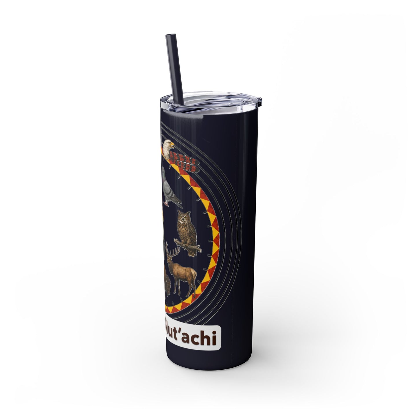Otoe Missouria Native Animal Medicine Wheel 20oz Skinny Tumbler with Straw