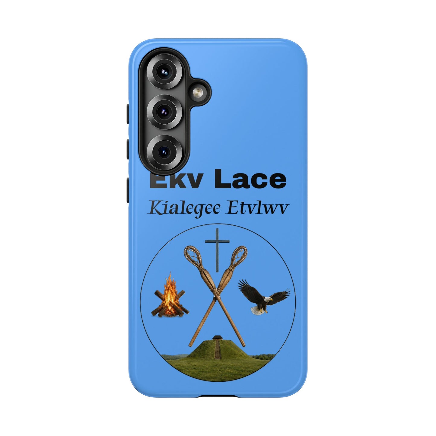 Kialegee Protective Phone Case — Custom 'Ekv Lace' Cross & Campfire Design