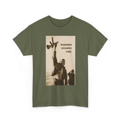 T-Shirt — 'Remember Wounded Knee' Historical Protest Tee with Arrow Emblem