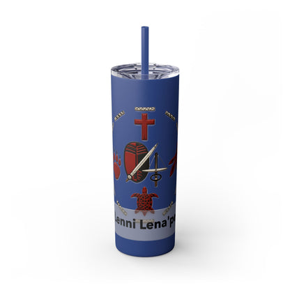 Delaware East Personalized 20oz Skinny Tumbler with Straw — Custom Name Tribal Crest Design