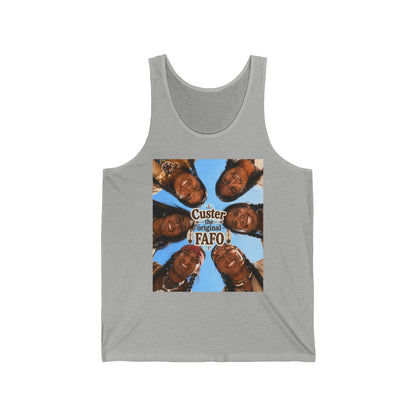 Custer FAFO Graphic Tank Top — 'Custer the Original FAFO' Retro Photo & Arrow Club Design