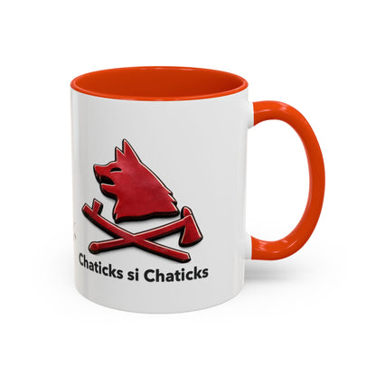 Pawnee Chaticks Si Chaticks Red Wolf Logo Mug — Funny Novelty Coffee Cup (11oz, 15oz)