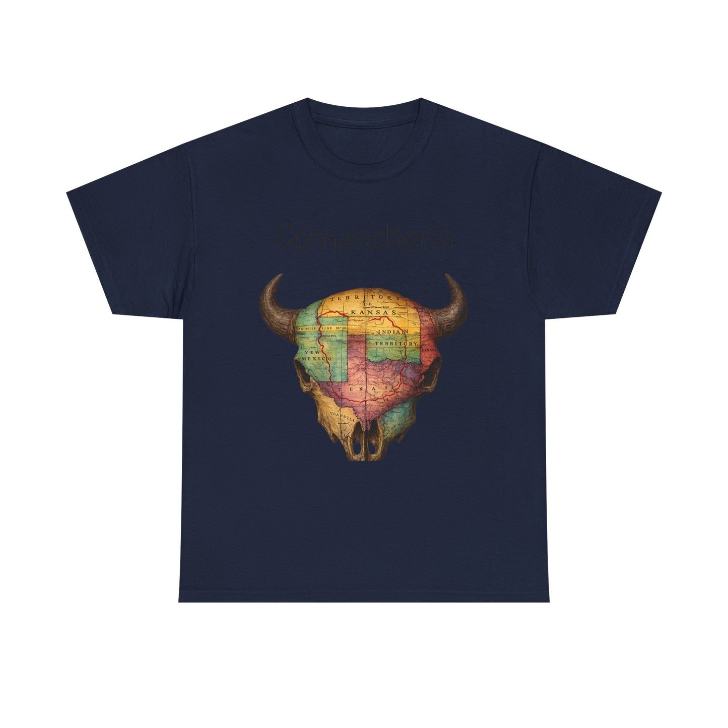 Comancheria Buffalo Skull T-Shirt — Western Map Graphic Tee