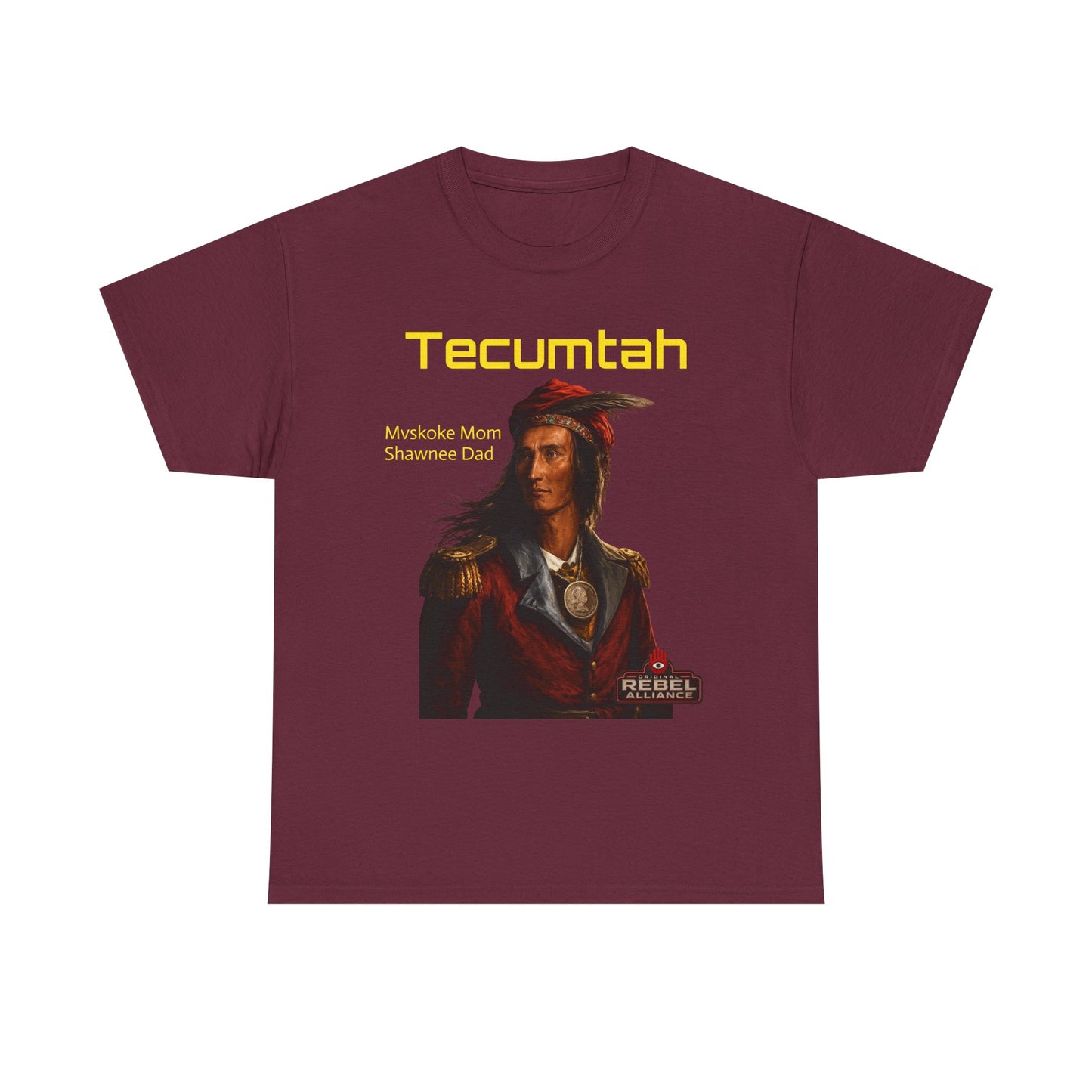 Tecumtah Native American Portrait T‑Shirt — Mvskoke Mom/Shawnee Dad Heritage Tee