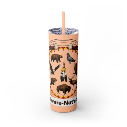 Otoe Missouria Native Animal Medicine Wheel 20oz Skinny Tumbler with Straw