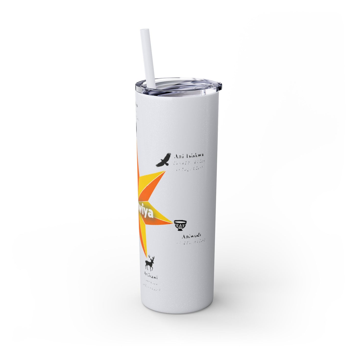 Cherokee 20oz Skinny Tumbler - Aniyunwiya Star Design with Straw