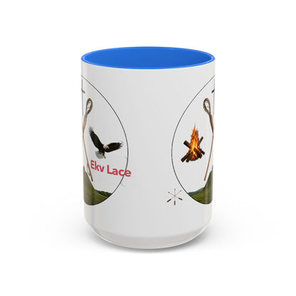 Kialegee Adventure Mug — 'Ekv Lace' Cross, Eagle & Campfire Ceramic Coffee Cup (11oz/15oz)