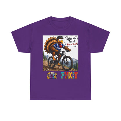 Turkey Mountain Biker Tee — 'Turkey Mtn Tulsa! Heck Yeah!' Graphic T-Shirt