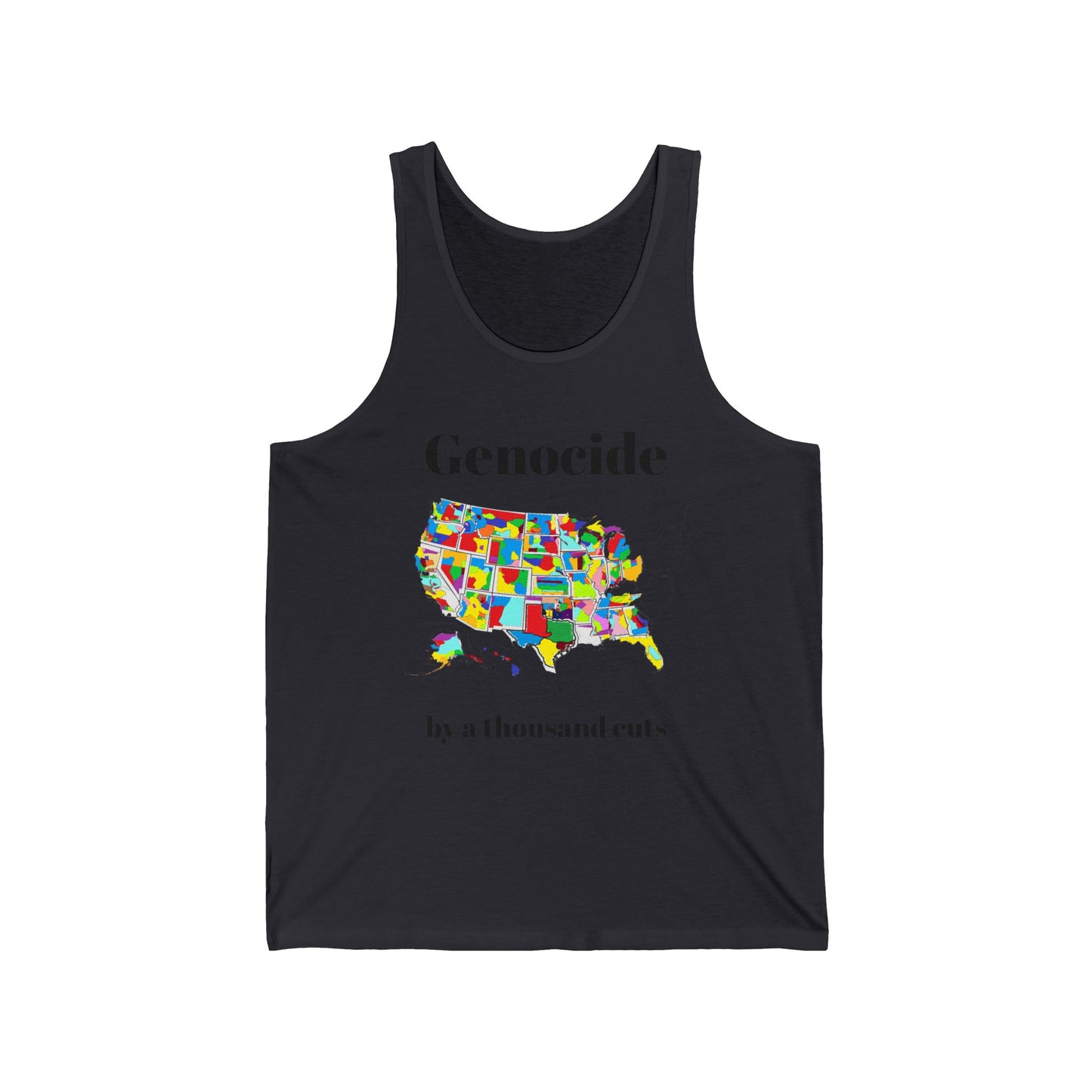 Genocide by a Thousand Cuts USA Map Tank Top — Political Statement Graphic Tank
