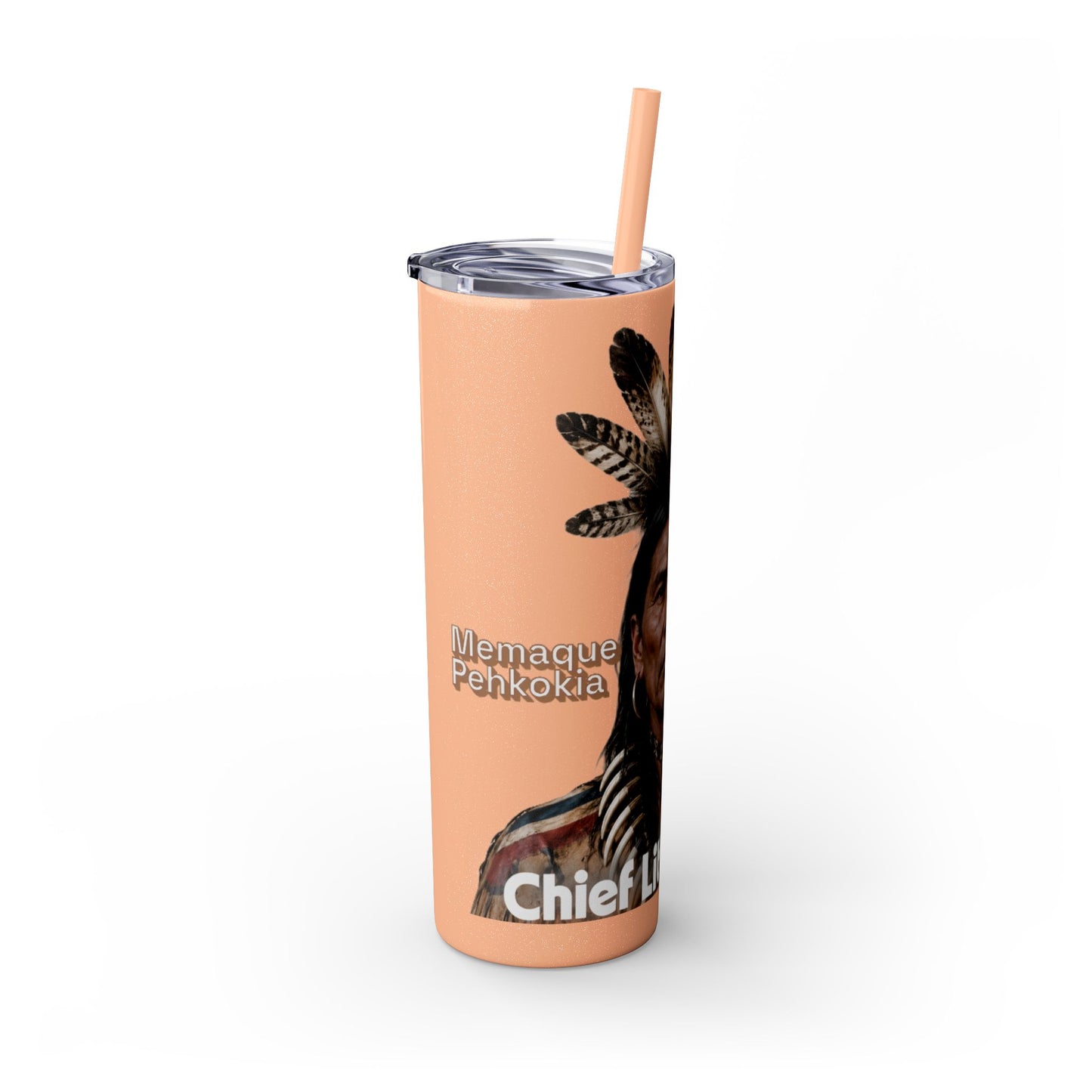 Miami 20oz Skinny Tumbler with Straw — Native Chief Portrait Travel Cup