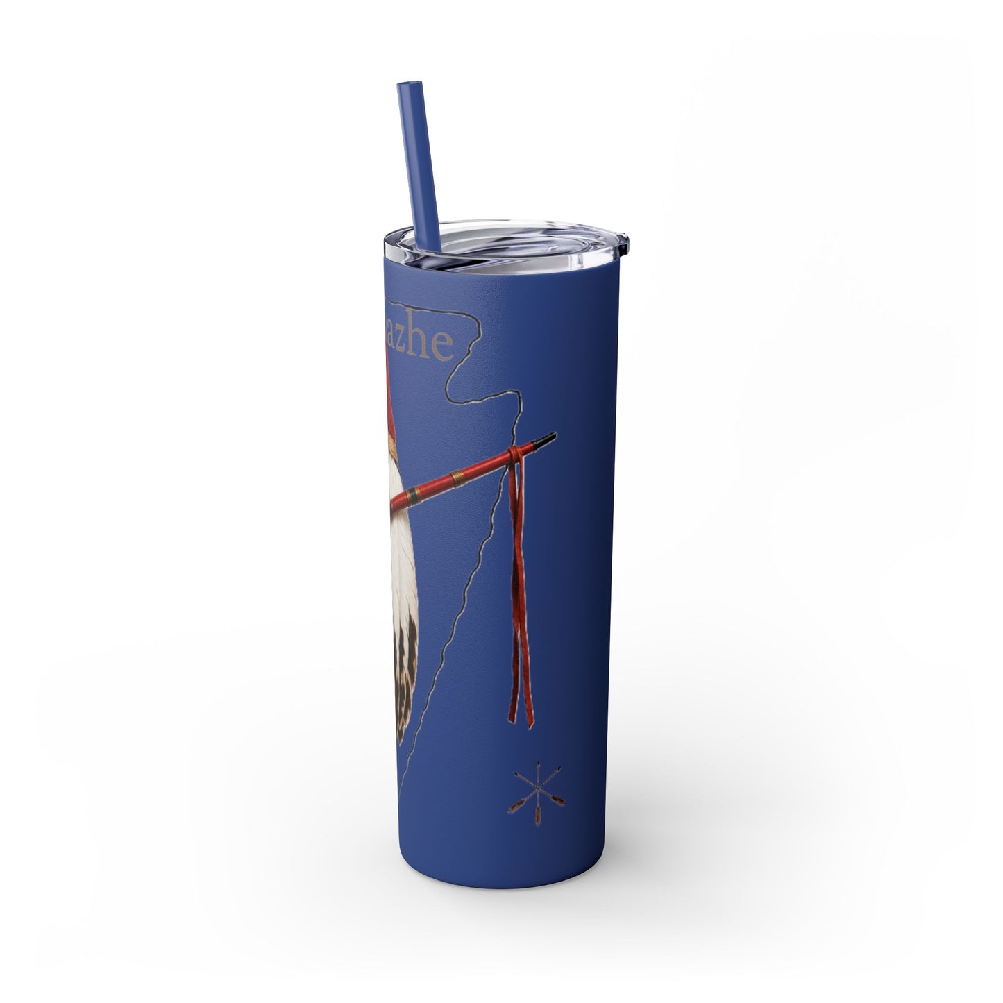 Osage Skinny Tumbler — Native Feather & Pipe Design 20oz Straw Cup