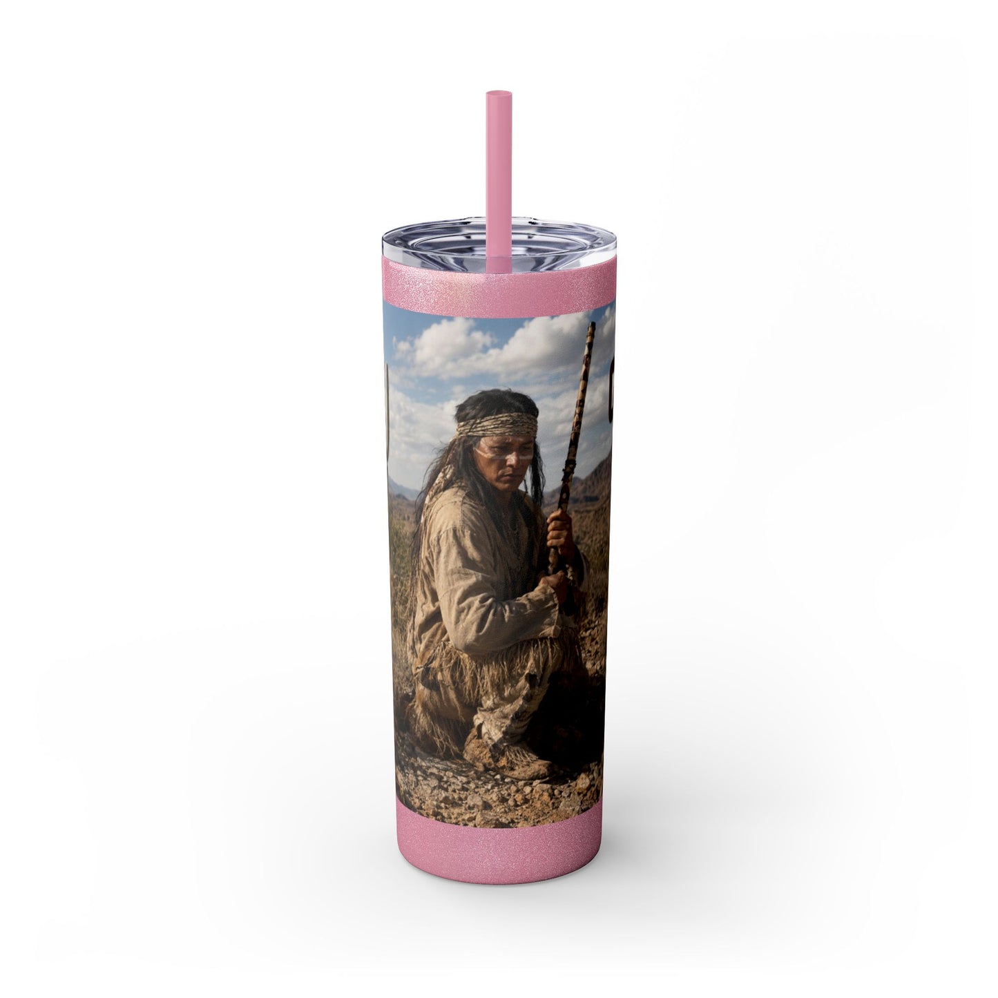 Ft. Sill Apache 20oz Skinny Tumbler with Desert Native Warrior Photo Wrap