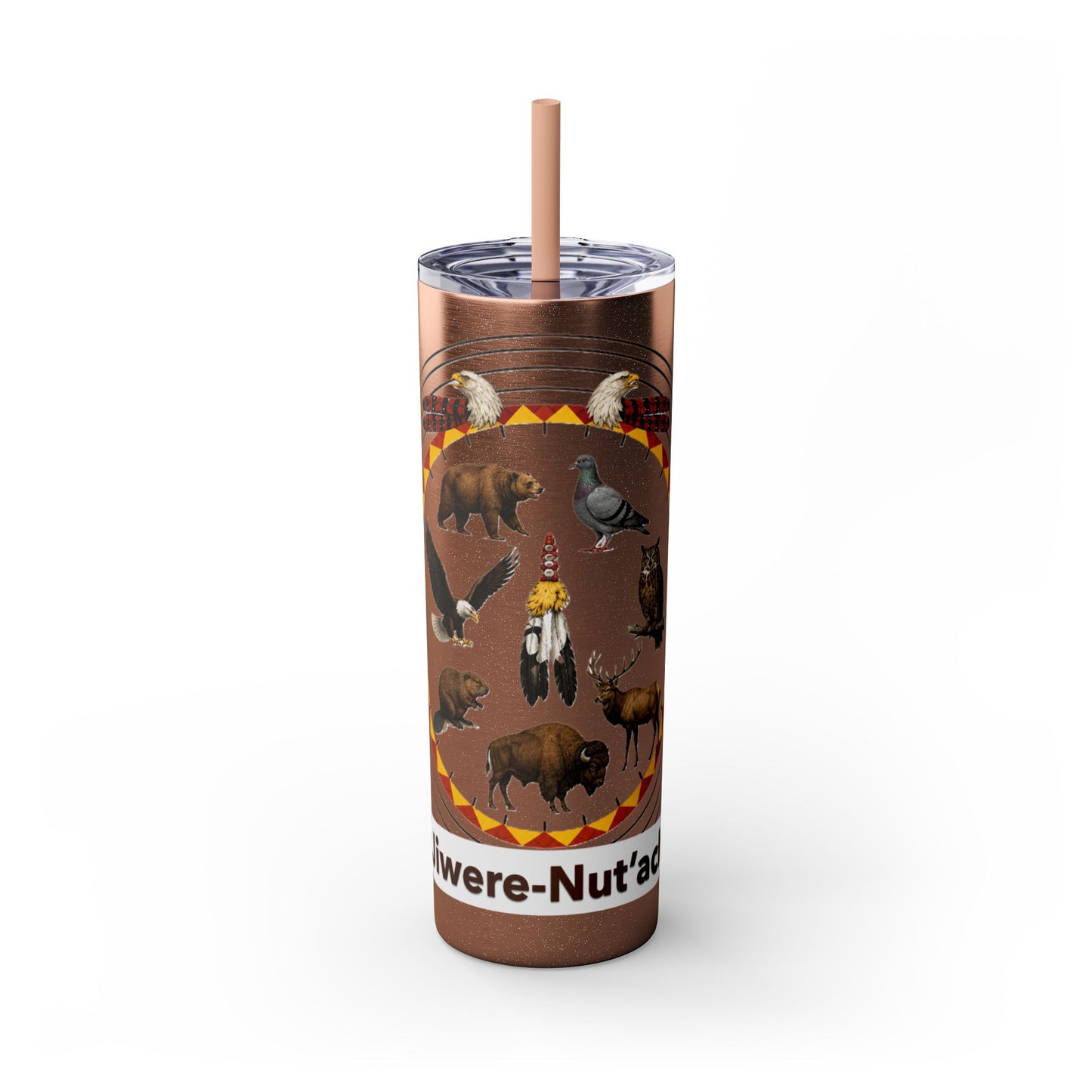 Otoe Missouria Native Animal Medicine Wheel 20oz Skinny Tumbler with Straw