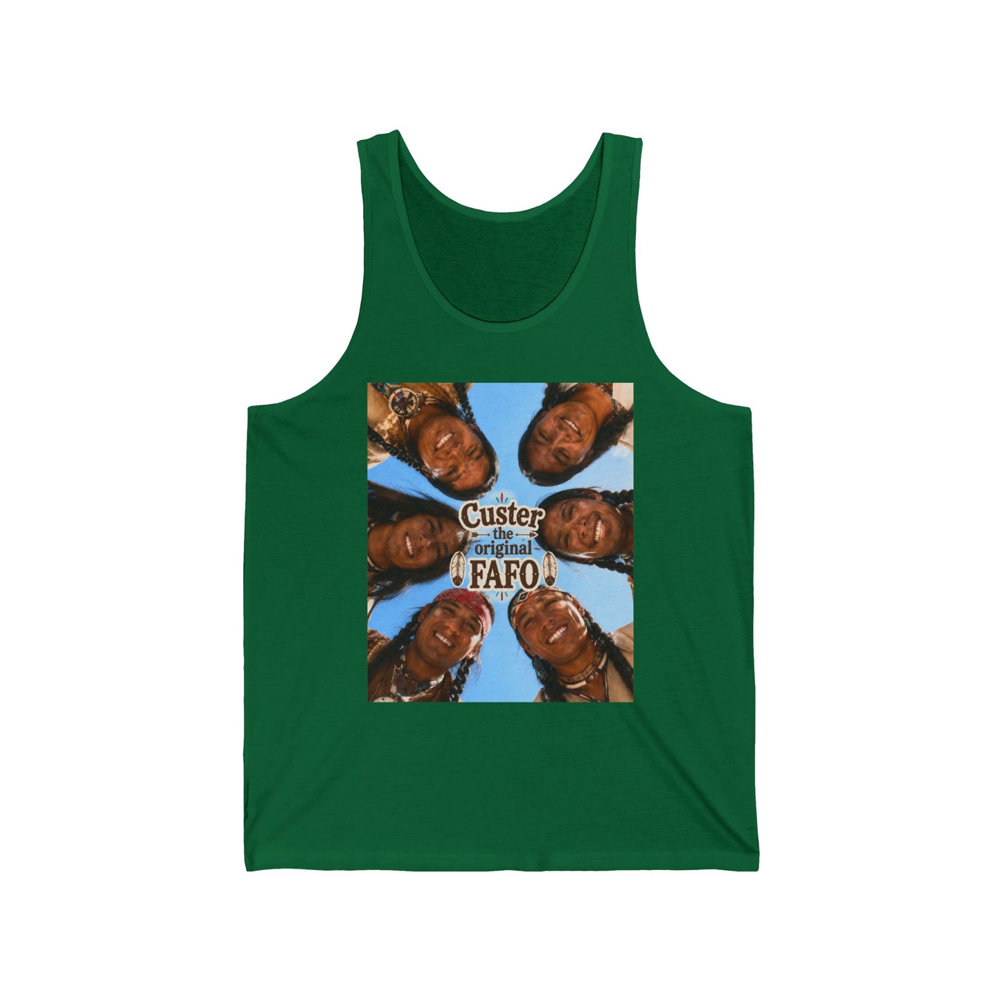 Custer FAFO Graphic Tank Top — 'Custer the Original FAFO' Retro Photo & Arrow Club Design