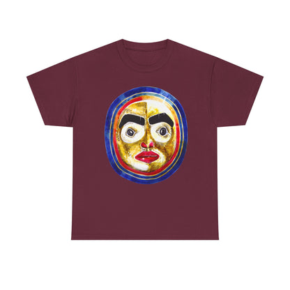 Moon Mask Art Tee — Colorful Surreal Face Graphic T-Shirt