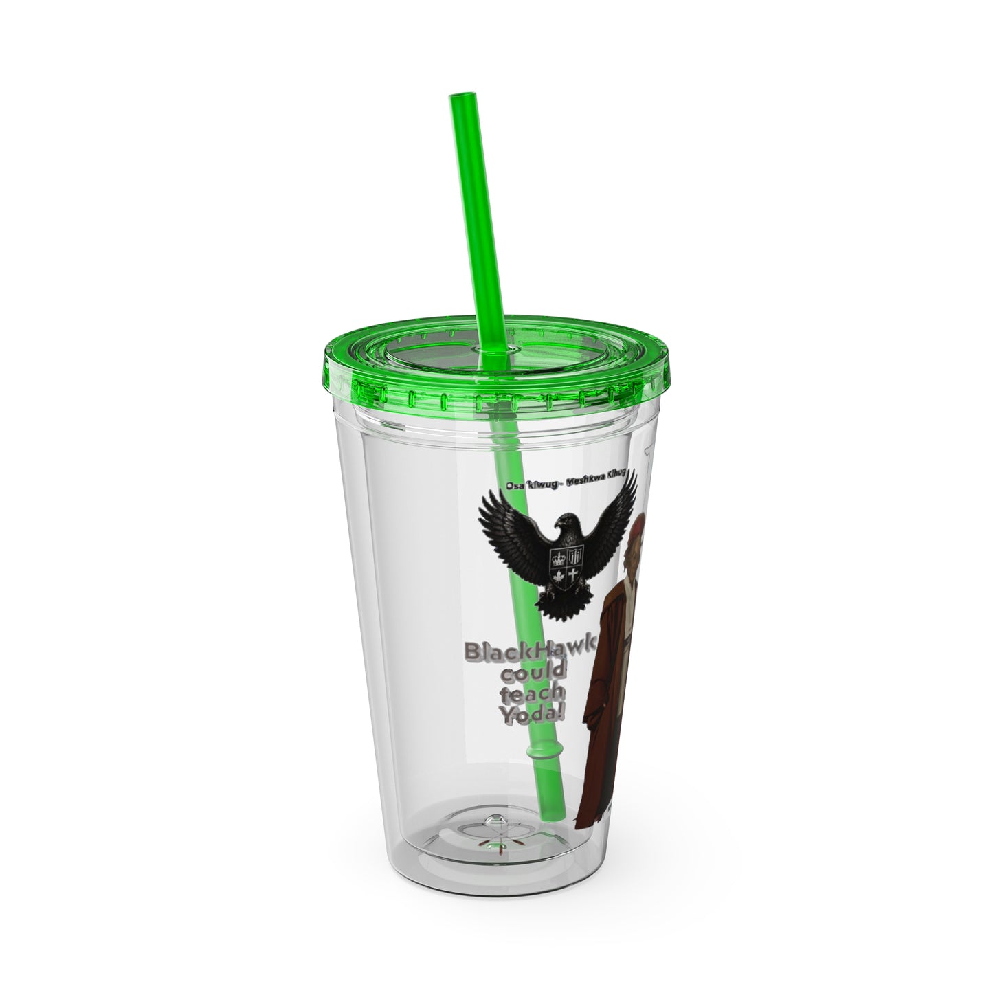 Blackhawk 16oz Tumbler with Straw — Illustrated Map & Raven Design