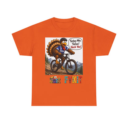Turkey Mountain Biker Tee — 'Turkey Mtn Tulsa! Heck Yeah!' Graphic T-Shirt