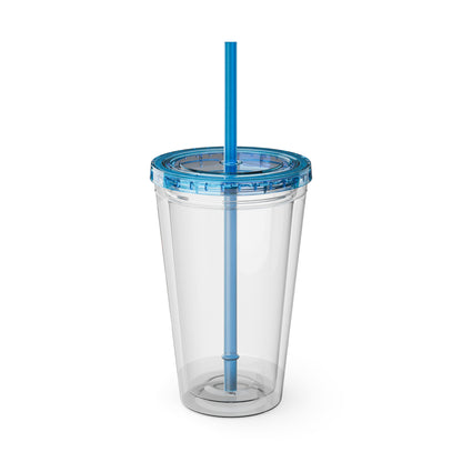 Aztec Sunsplash 16oz Insulated Straw Tumbler — Historical Artifact Illustration Design