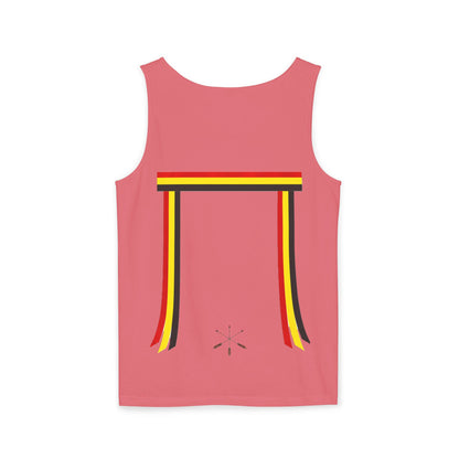 Ribbon shirt inspired Tank Top — Red Black Gold Striped Graphic Tank